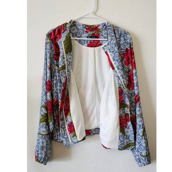 DG2 by Diane Gilman Floral Full Zip Jacket w/ Pockets XL - Picture 3 of 10
